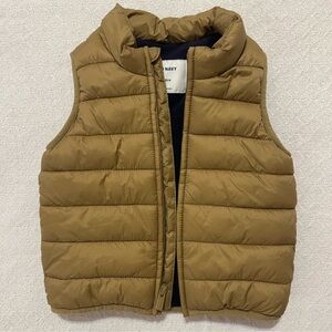 Old Navy Water Resistant Fleece Lined Tan Quilted Puffer Vest